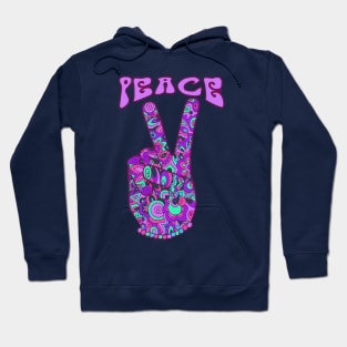 Peace Sign in Groovy Psychedelic Colours Hoodie